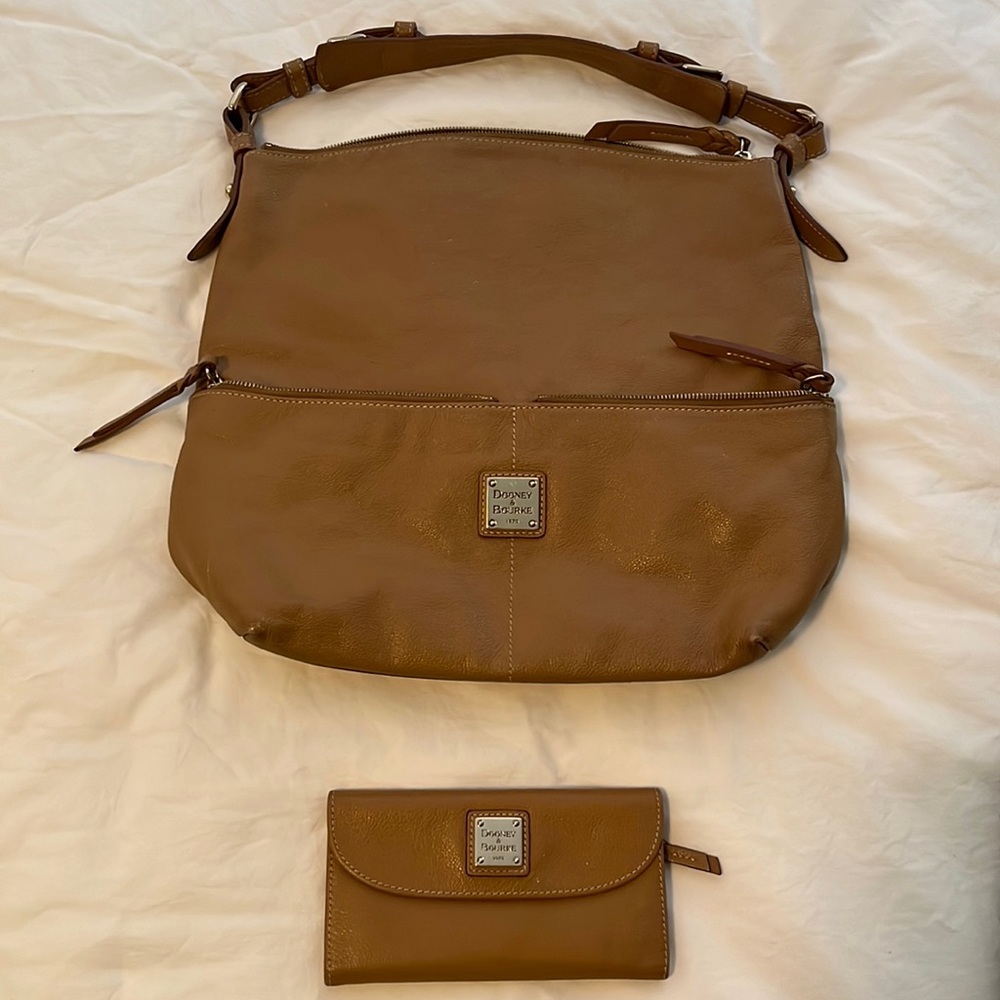 Dooney & Bourke Tan/Beige shoulder bag with matching wallet